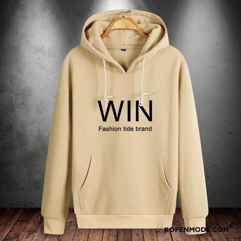 Hoodies Heren Bedrukken Effen Kleur Bruine