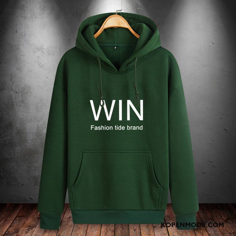 Hoodies Heren Bedrukken Effen Kleur Bruine