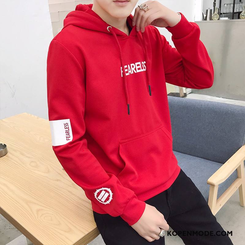 Hoodies Heren Casual Trendy Merk Jeugd Losse Pullover Herfst Rood