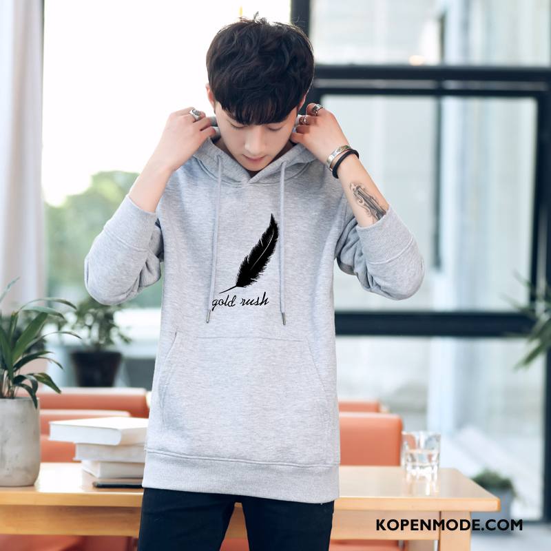 Hoodies Heren Hip-hop Winter Mannen Student Trend Casual Grijs Licht