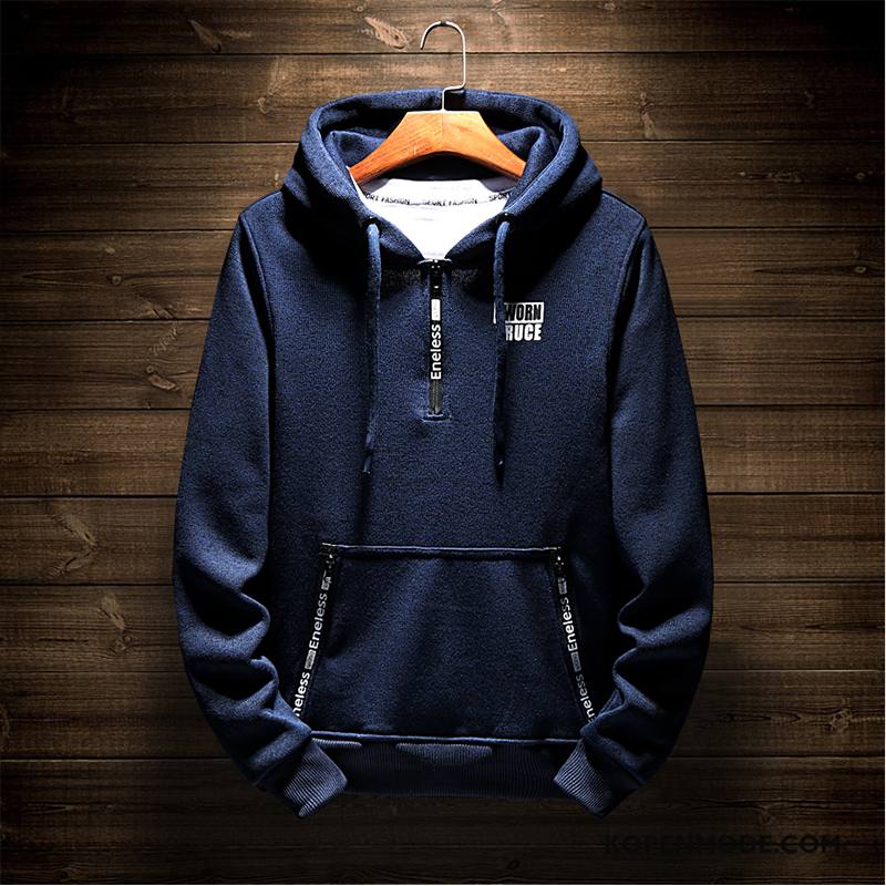 Hoodies Heren Lange Mouwen Jeugd Losse Jas Rits Voorjaar Blauw