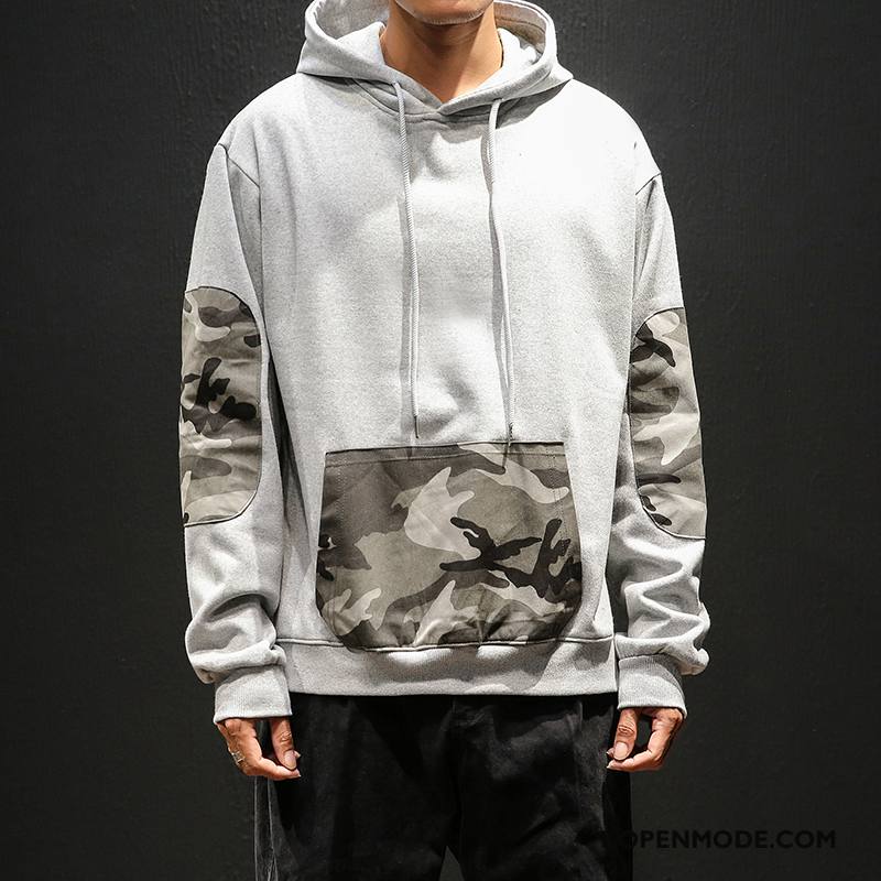 Hoodies Heren Mannen Herfst Persoonlijk Trend Losse Trendy Merk Camouflage Grijs