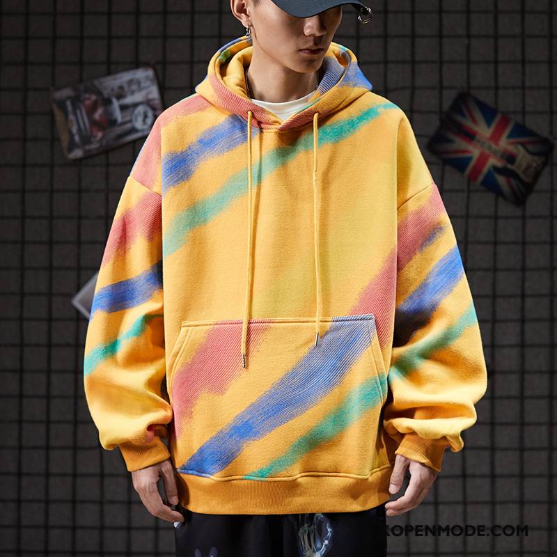 Hoodies Heren Mannen Super Graffiti Trend Losse Hip-hop Kleur Blauw