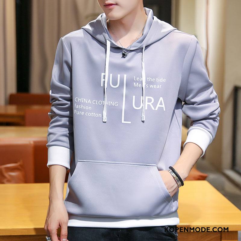 Hoodies Heren Mode Bedrukken Mannen Letter Pullover Winter Donkerblauw