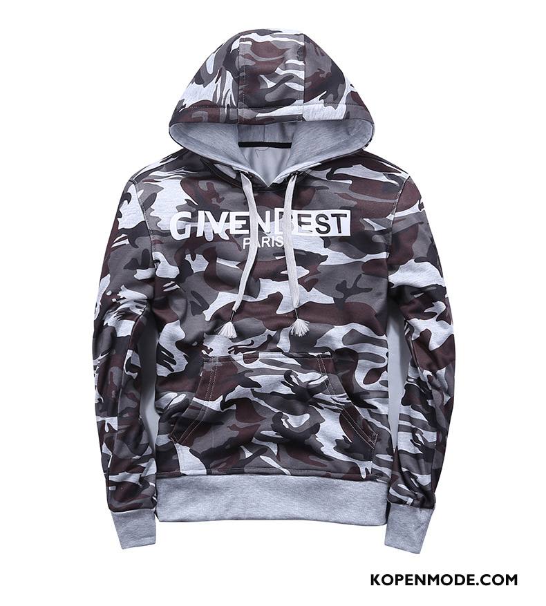 Hoodies Heren Mode Winter Casual Trend Herfst Jasje Legergroene Camouflage