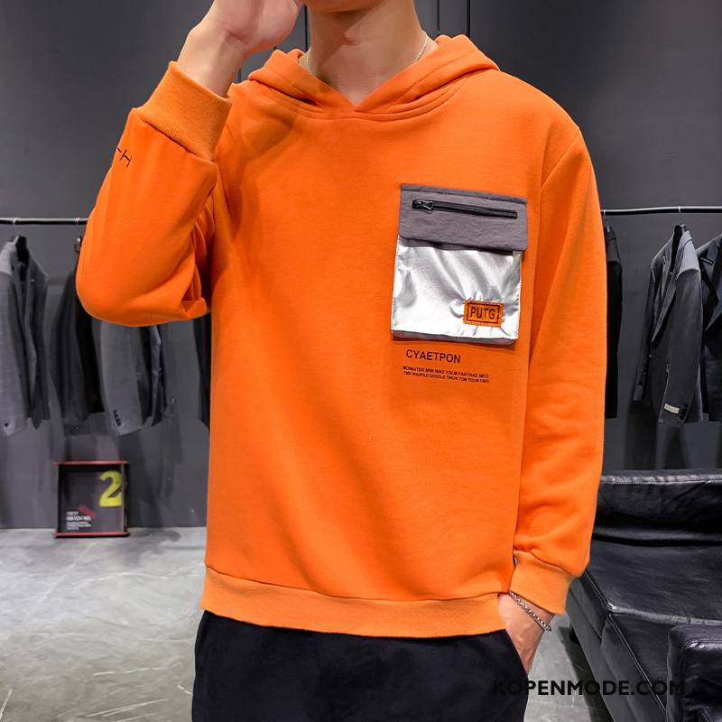 Hoodies Heren Nieuw Mannen Trend Persoonlijk Jas Hip-hop Oranje