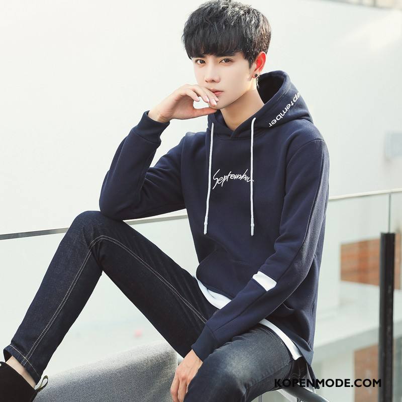 Hoodies Heren Persoonlijk Trend Mode Mannen Pullover Lange Mouwen Kaki