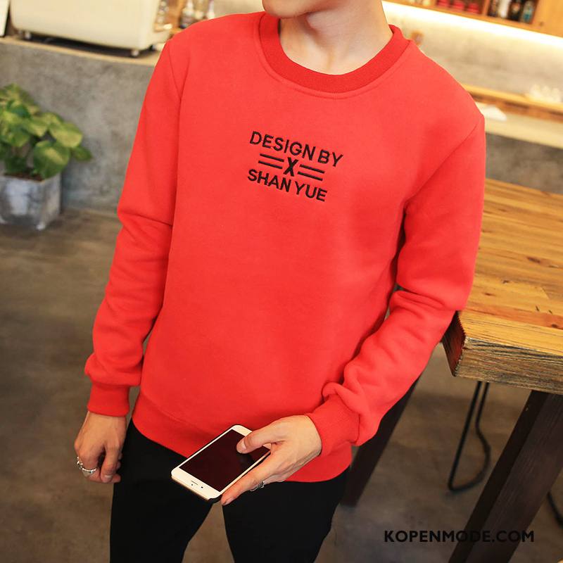 Hoodies Heren Ronde Hals Trend Lange Mouwen T-shirts Mannen Jasje Fluorescentie Zwart Groen