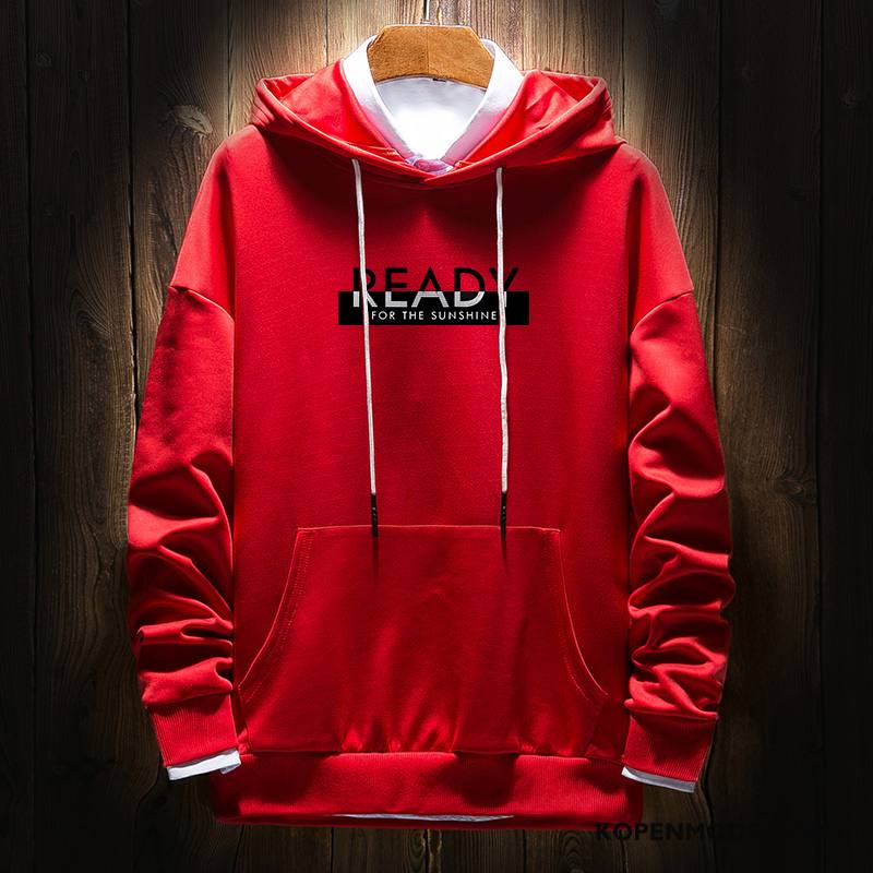 Hoodies Heren Sport Student Losse Bedrukken Mannen Trend Effen Kleur Wit