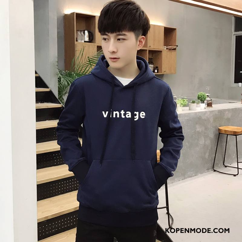 Hoodies Heren Student Jas Trend Lange Mouwen Mannen Nieuw Blauw