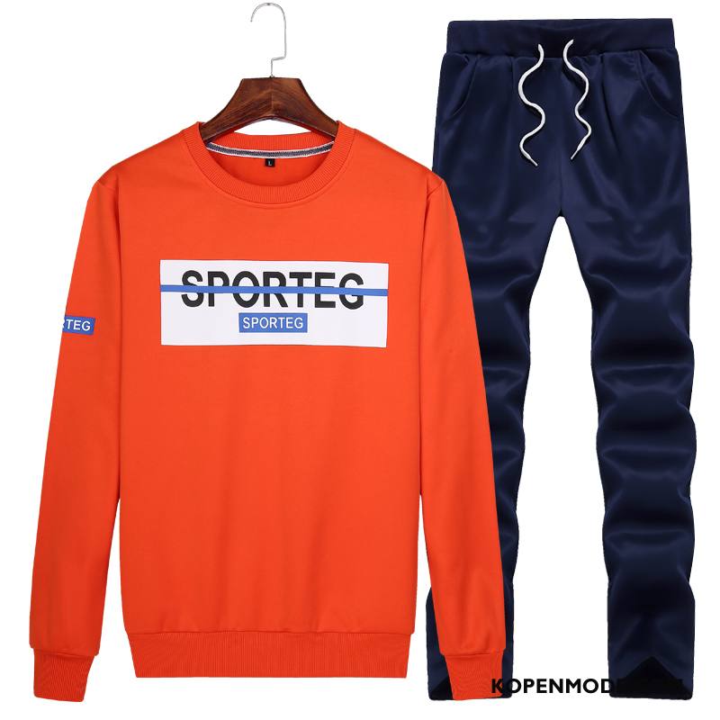 Hoodies Heren Trend Broek Mode Jeugd Ronde Hals Twee Stukken Blauw