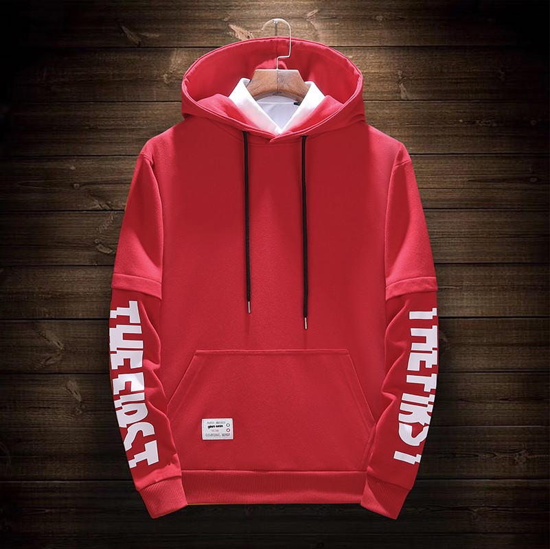 Hoodies Heren Trend Lange Mouwen Casual Herfst Pullover Mode Rood