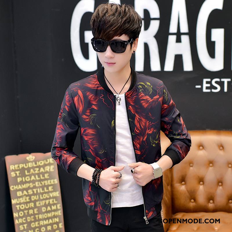 Jassen Heren Bloemen Casual Jack Trend Grote Maten Groot Zwart