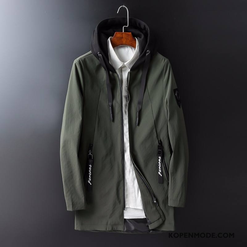 Jassen Heren Bovenkleding Mannen Voorjaar Nieuw Hoodie Slim Fit Legergroene