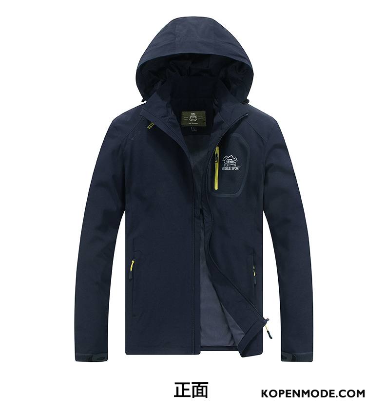 Jassen Heren Jack Mannen Casual Grote Maten Outdoor Hoodie Donkerblauw