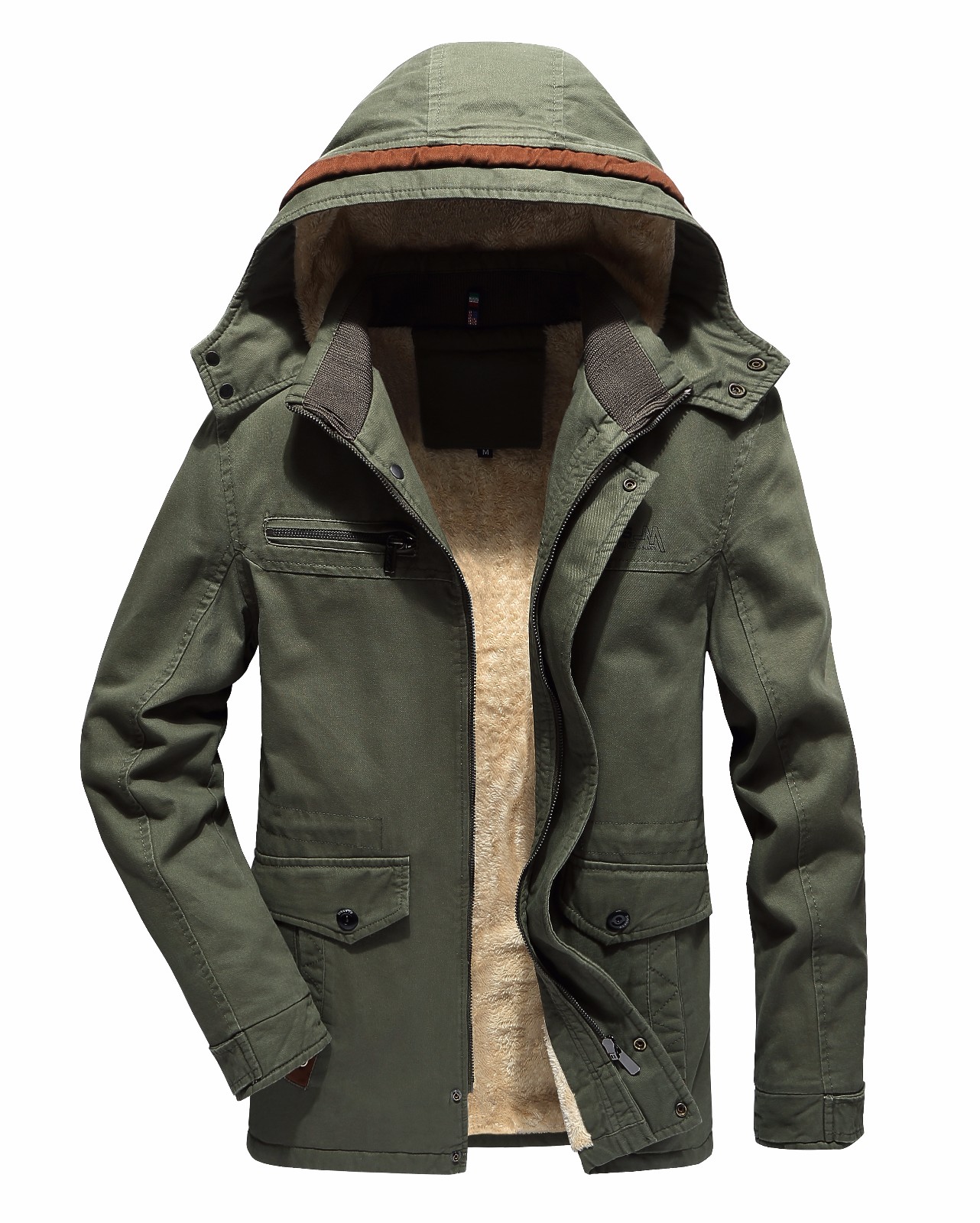 Jassen Heren Slim Fit Winter Nieuw Trenchcoat Wassen Lang Legergroene