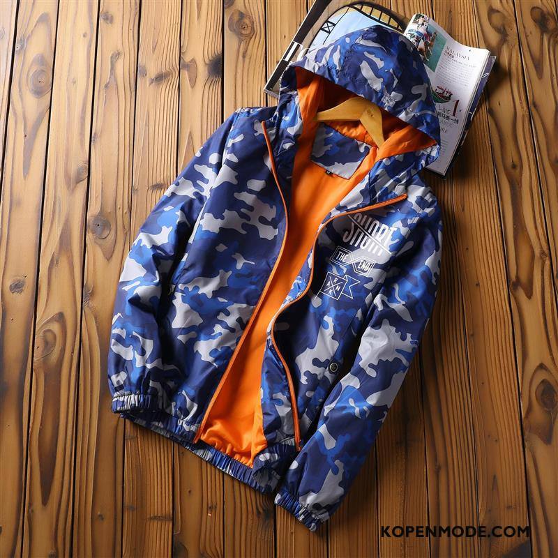 Jassen Heren Trend Voorjaar Casual Student Met Capuchon Mannen Camouflage Oranje