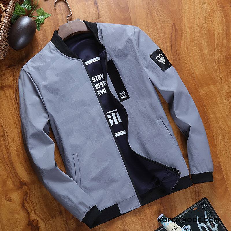 Jassen Heren Voorjaar Jack Sport Nieuw Slim Fit Bovenkleding Grijs