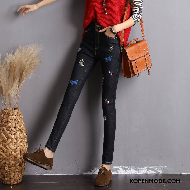 Jeans Dames Broek Dunne Losse Elegante Hoge Taille Spijkerbroek Jeans Blauw