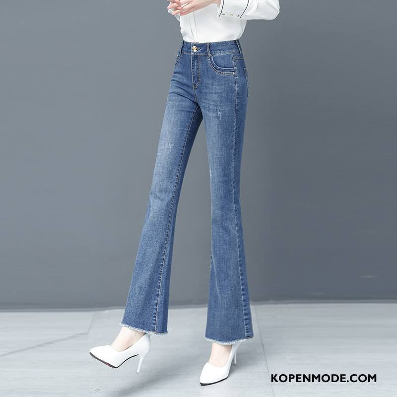 Jeans Dames Broek Losse Dunne Flare Broek Rechtdoor Vrouwen Blauw