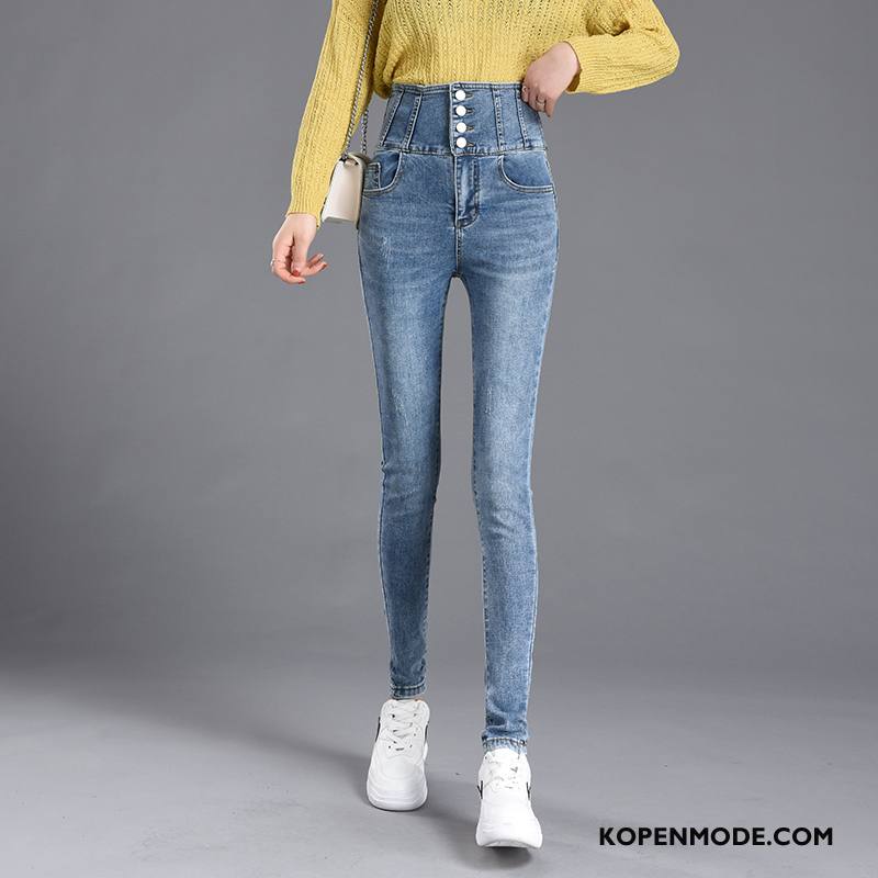 Jeans Dames Dunne Hoge Broek Mini Nieuw Buik Zwart Grijs