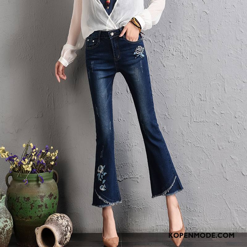 Jeans Dames Mode Elegante Spijkerbroek Jeans Slim Fit 2018 Herfst Blauw