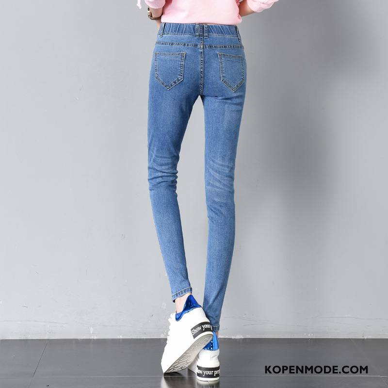 Jeans Dames Rechtdoor Trend 2018 Herfst Mode Spijkerbroek Jeans Effen Kleur Blauw