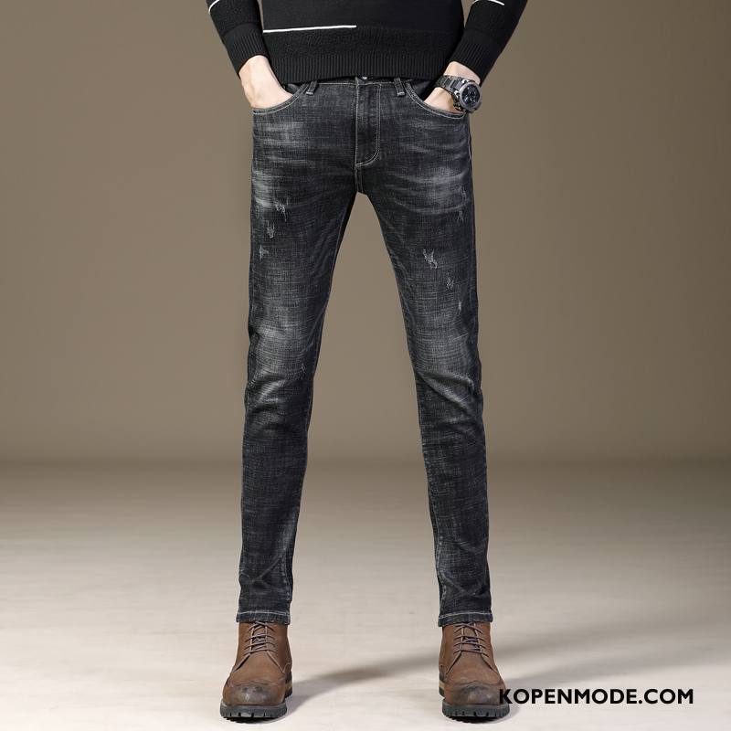 Jeans Heren Broek Denim Mode Blauw Zwart