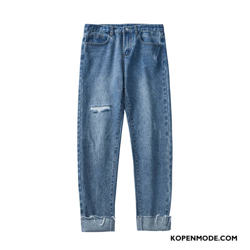 Jeans Heren Casual Broek Mannen Mini Losse Herfst Gaten Zwart