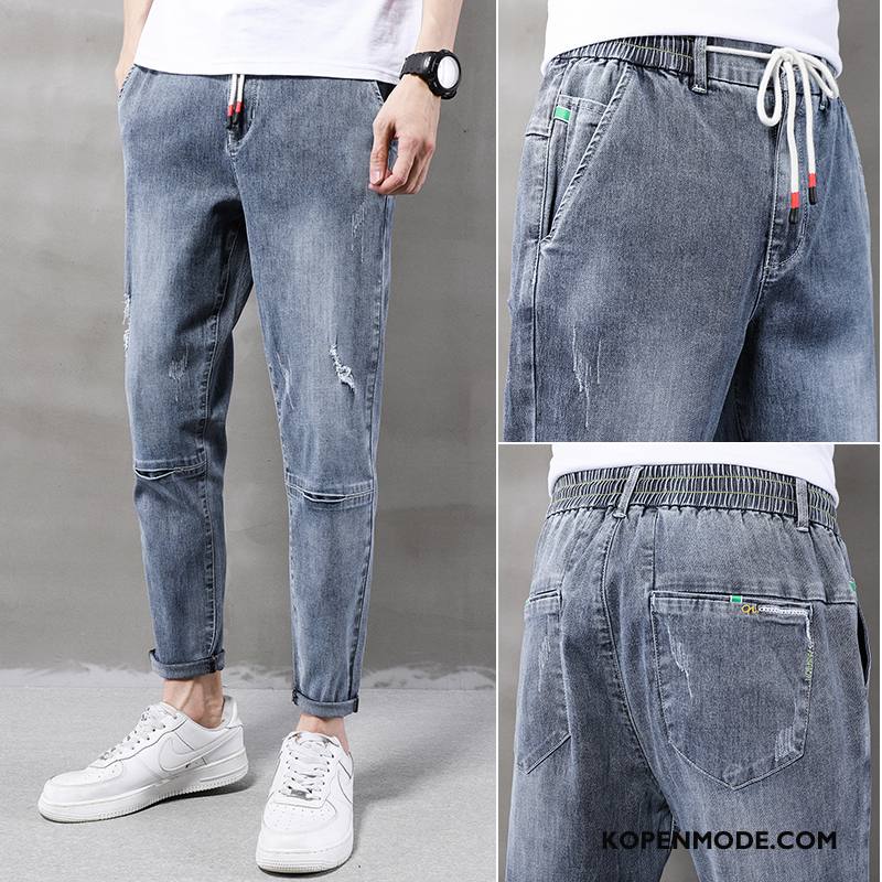 Jeans Heren Dunne Gaten Rechtdoor Trendy Merk Broek Zomer Zwart