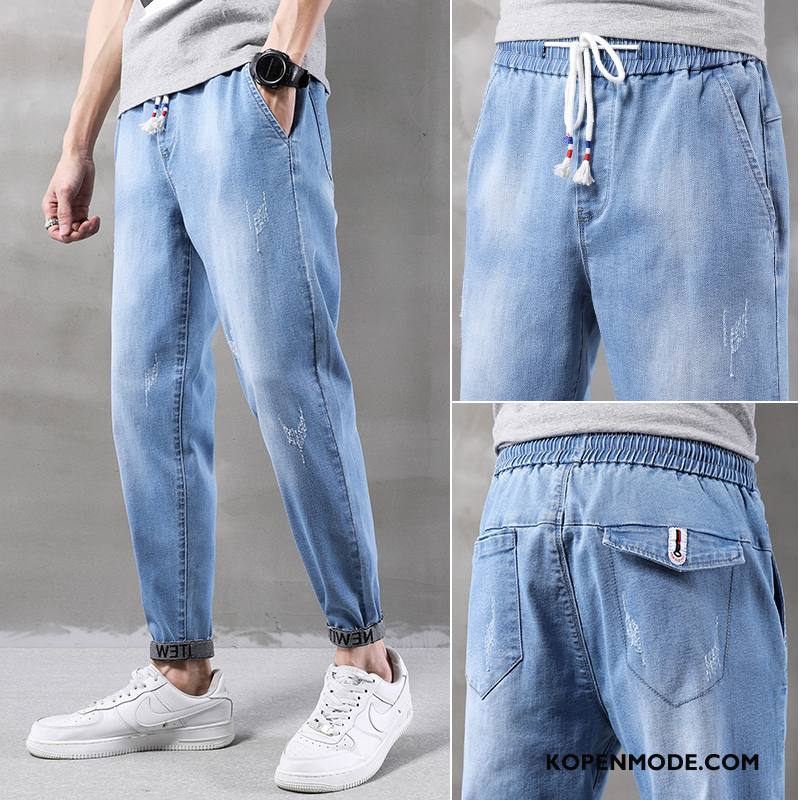 Jeans Heren Dunne Gaten Rechtdoor Trendy Merk Broek Zomer Zwart