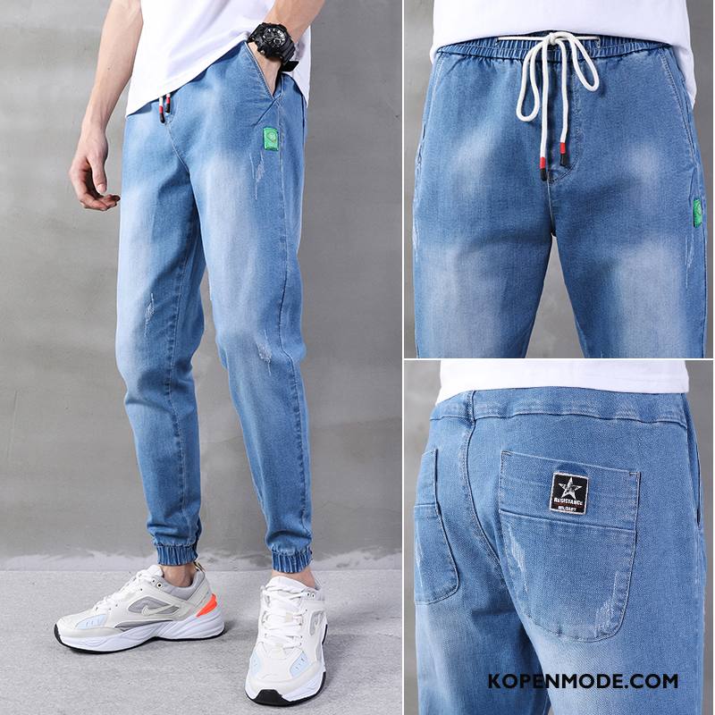 Jeans Heren Dunne Gaten Rechtdoor Trendy Merk Broek Zomer Zwart