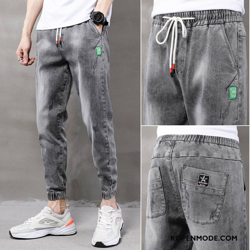 Jeans Heren Dunne Gaten Rechtdoor Trendy Merk Broek Zomer Zwart