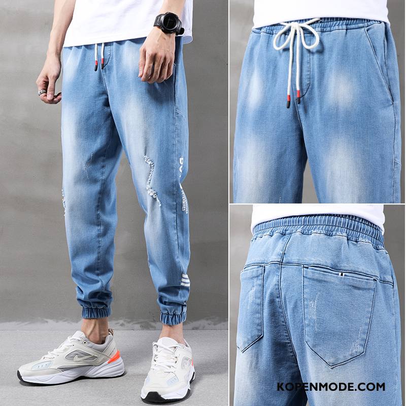 Jeans Heren Dunne Gaten Rechtdoor Trendy Merk Broek Zomer Zwart