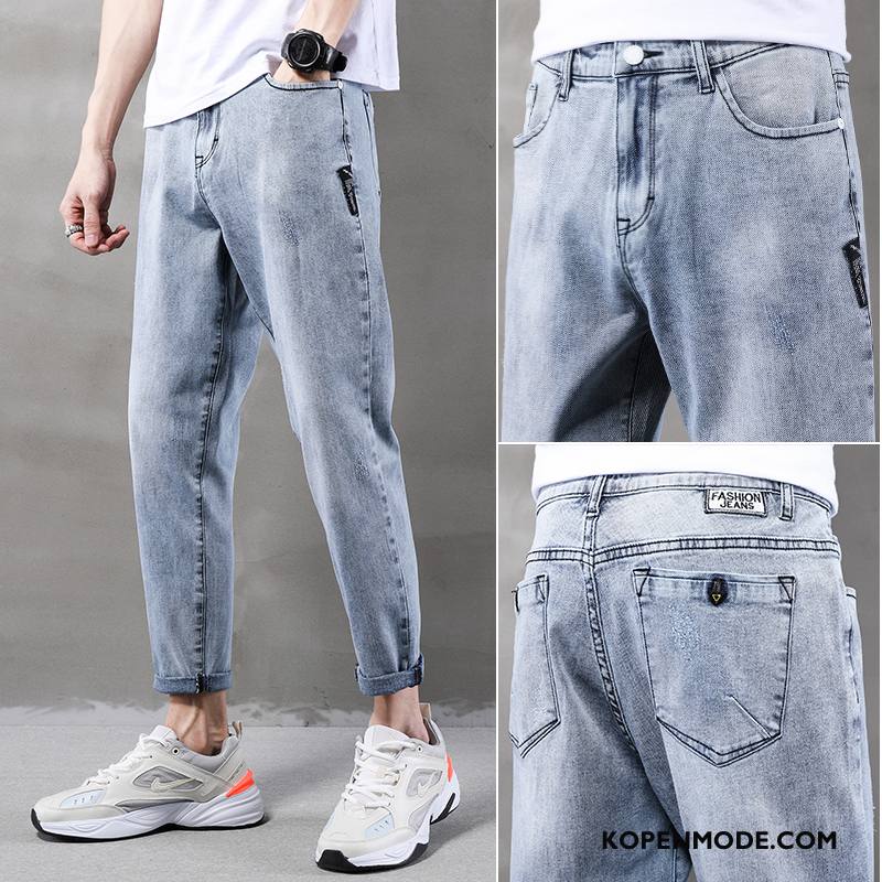 Jeans Heren Dunne Gaten Rechtdoor Trendy Merk Broek Zomer Zwart