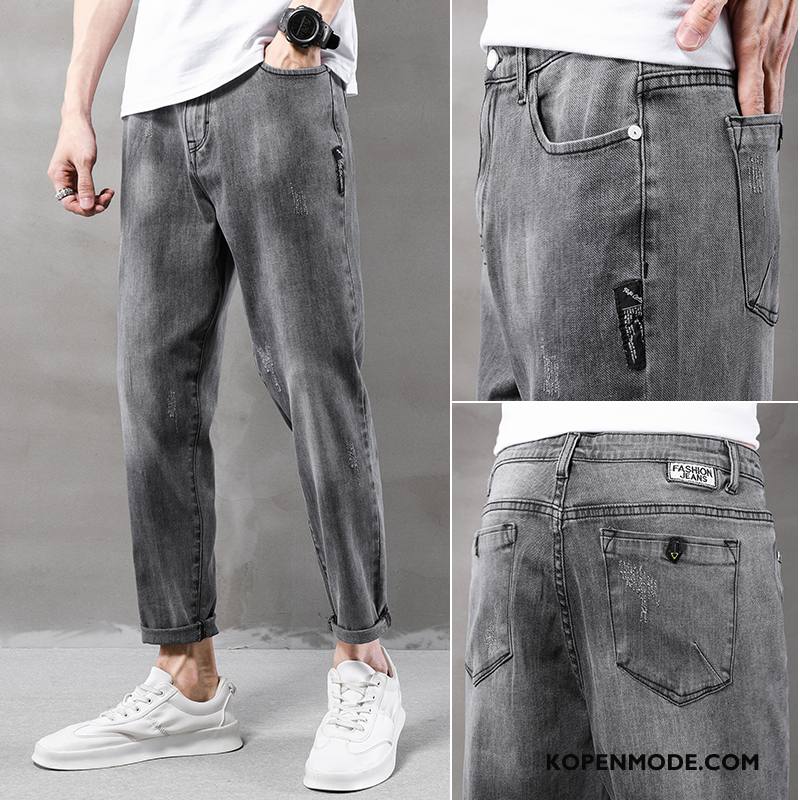 Jeans Heren Dunne Gaten Rechtdoor Trendy Merk Broek Zomer Zwart