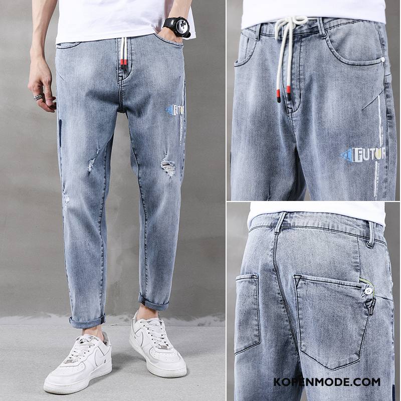 Jeans Heren Dunne Gaten Rechtdoor Trendy Merk Broek Zomer Zwart