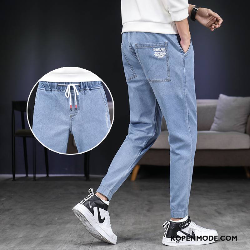 Jeans Heren Dunne Gaten Rechtdoor Trendy Merk Broek Zomer Zwart