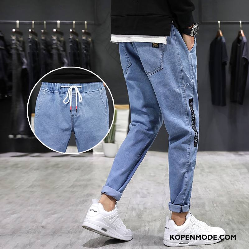 Jeans Heren Dunne Gaten Rechtdoor Trendy Merk Broek Zomer Zwart