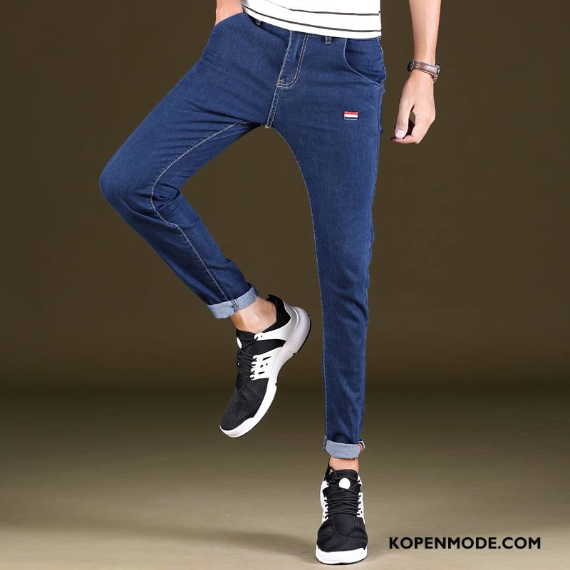 Jeans Heren Elastiek Jeugd Potlood Broek Mode Populair Blauw