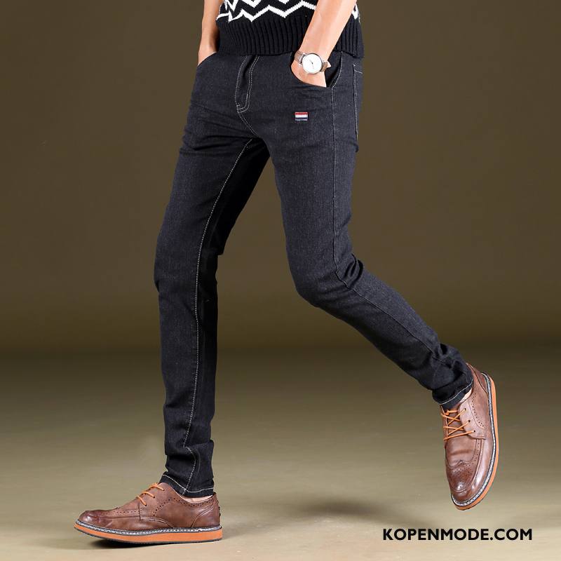 Jeans Heren Elastiek Jeugd Potlood Broek Mode Populair Blauw