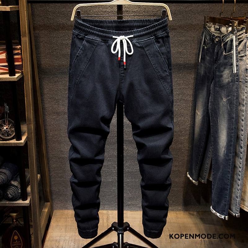 Jeans Heren Elastiek Trend Spijkerbroek Jeans Kant Slim Fit Herfst Zwart