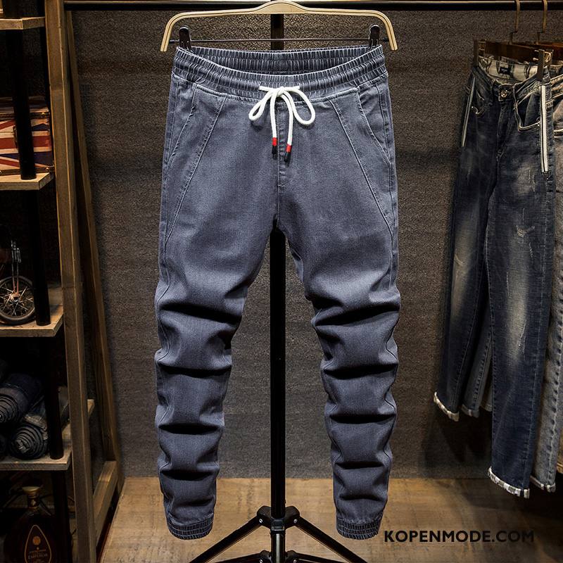 Jeans Heren Elastiek Trend Spijkerbroek Jeans Kant Slim Fit Herfst Zwart