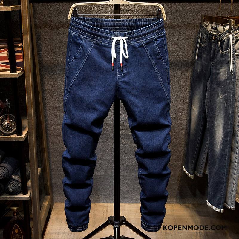 Jeans Heren Elastiek Trend Spijkerbroek Jeans Kant Slim Fit Herfst Zwart