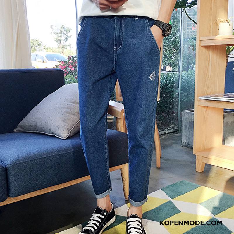 Jeans Heren Jeugd Broek Slim Fit Mini Spijkerbroek Jeans Trend Zwart