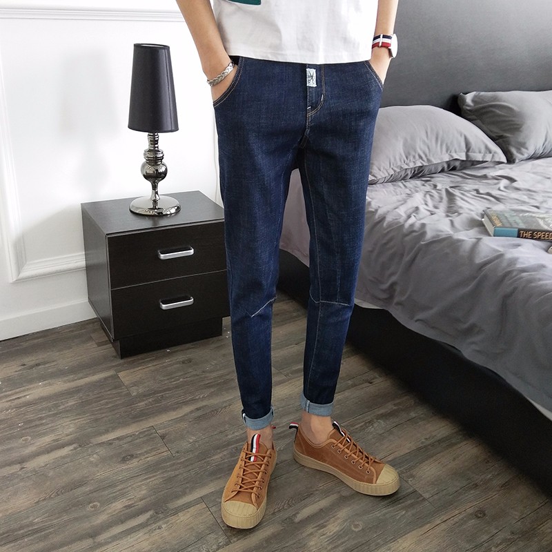 Jeans Heren Mannen Denim Broek Nieuw 2018 Potlood Broek Donkerblauw Zwart