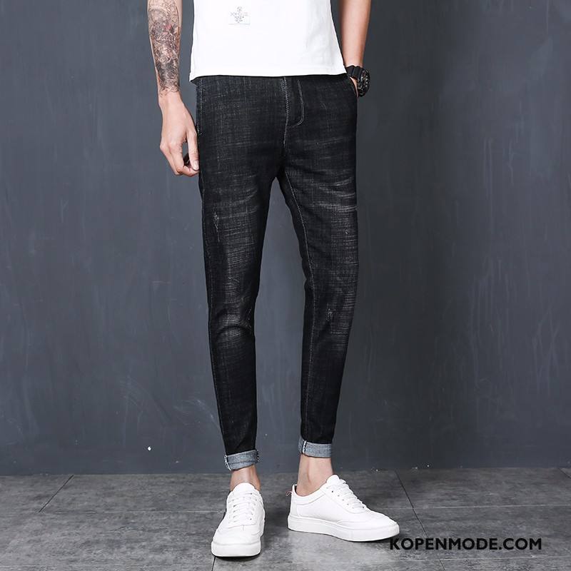 Jeans Heren Mannen Potlood Broek Casual Trend Persoonlijk Nieuw Zwart