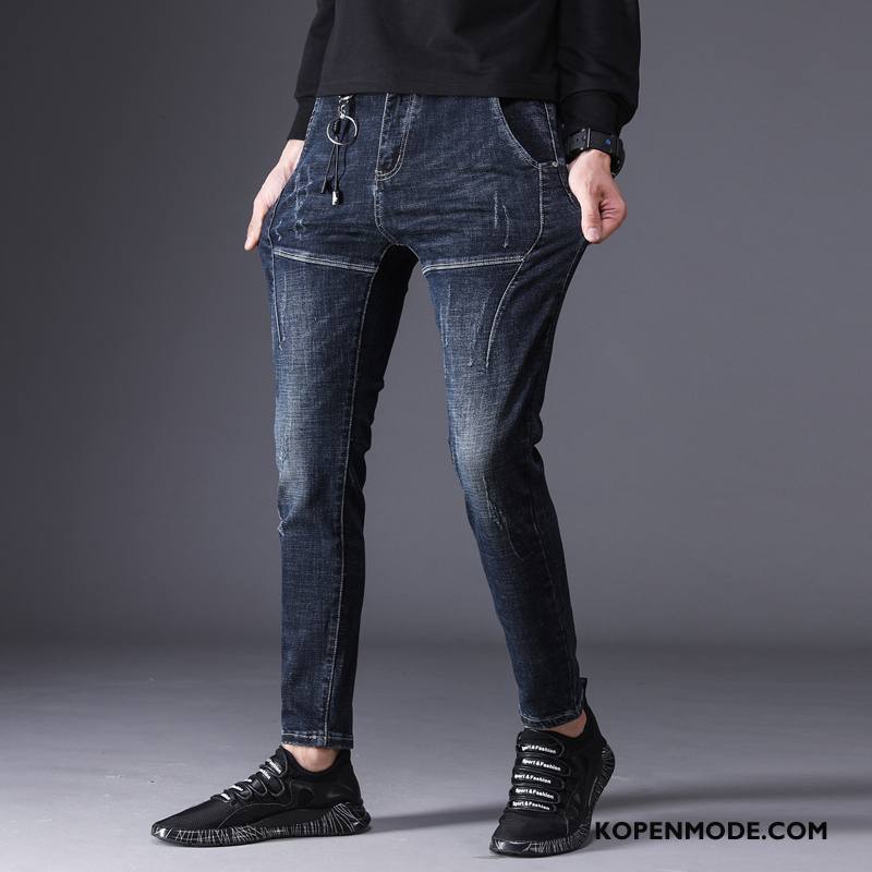 Jeans Heren Mode Broek Trendy Merk Denim Blauw Zwart