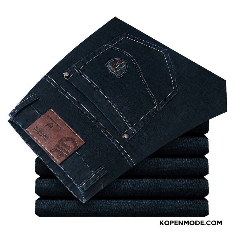 Jeans Heren Mode Mannen Herfst Slim Fit Nieuw Spijkerbroek Jeans Donkerblauw