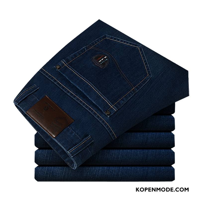 Jeans Heren Mode Mannen Herfst Slim Fit Nieuw Spijkerbroek Jeans Donkerblauw